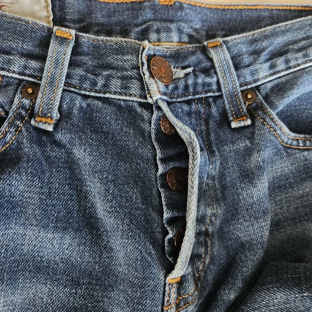 Hollister Mens 29x28.5 Button Fly Straight Leg Denim Jeans